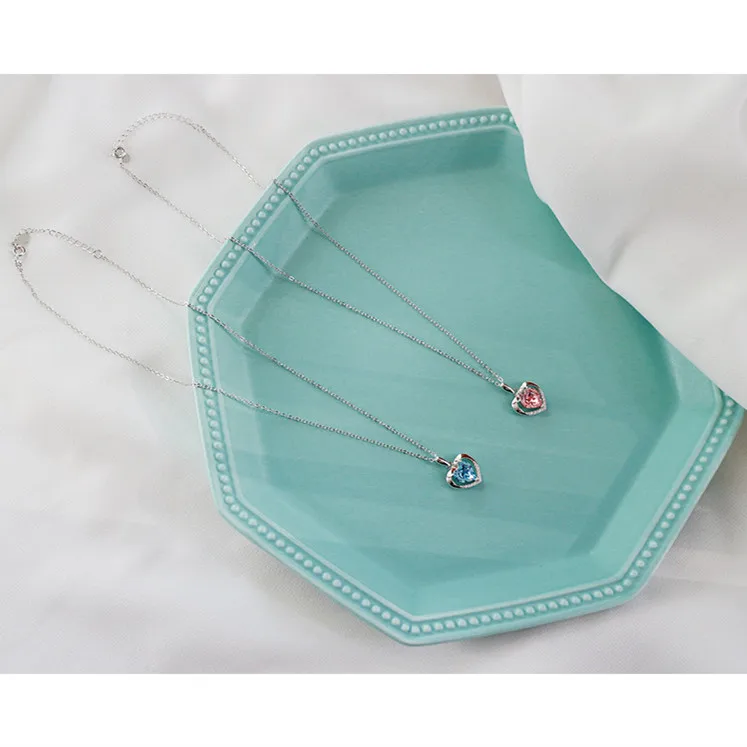 Ожерелье с подвеской в виде сердца из настоящего серебра 925 пробы шейные цепи