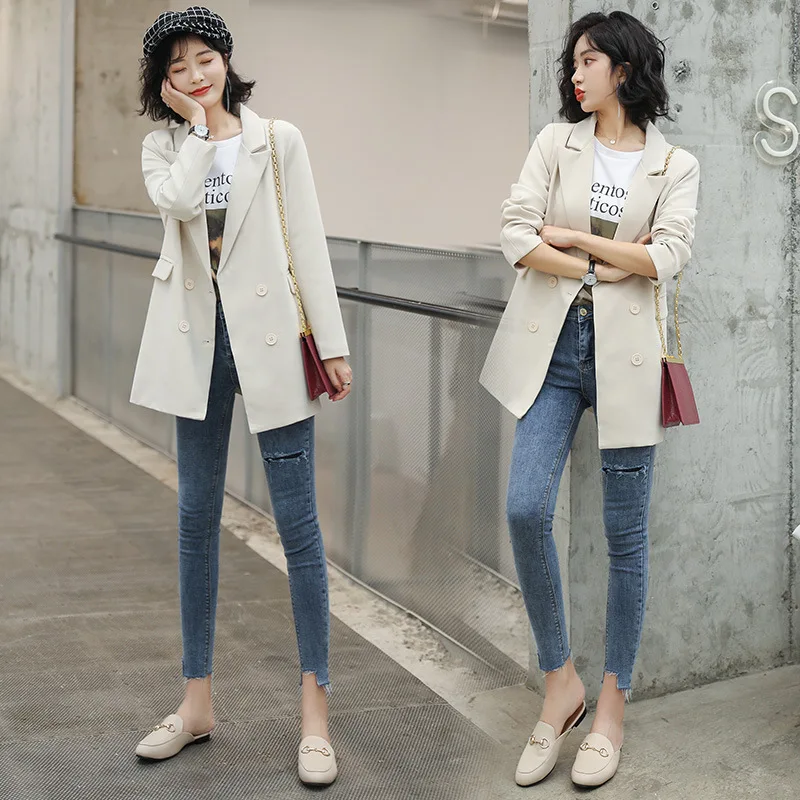 Весенне-осенние женские винтажные двубортные клетчатые костюмы офисный женский