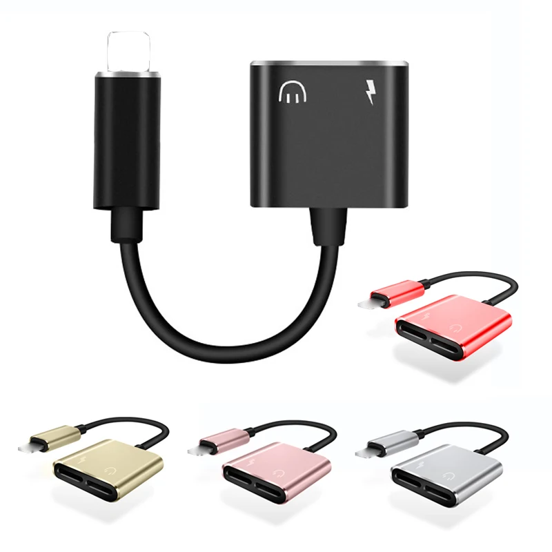 2 в 1 для адаптера молнии iPhone 7 зарядки адаптер 8 Plus 10 X Зарядное устройство Adaptador
