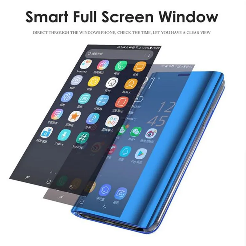 Y5 Y6 премьер-чехол для зеркала Smart View флип-чехол телефона huawei Prime покрытие