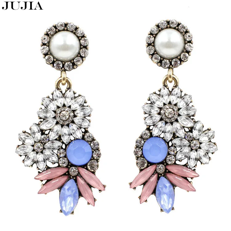 Эффектный большой цветок кристалл жемчуг женские модные серьги boho Большой бренд новинка Макси bijoux украшение-гвоздик серьги для женщин