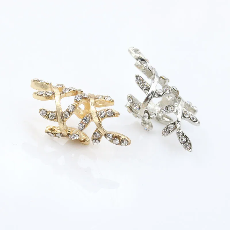 SexeMara 1pc Punk Earring Crystal Rhinestone Leaf Ear Cuff Warp Clip On Non-pierced Silver/Gold 2019 Hot Selling | Украшения и