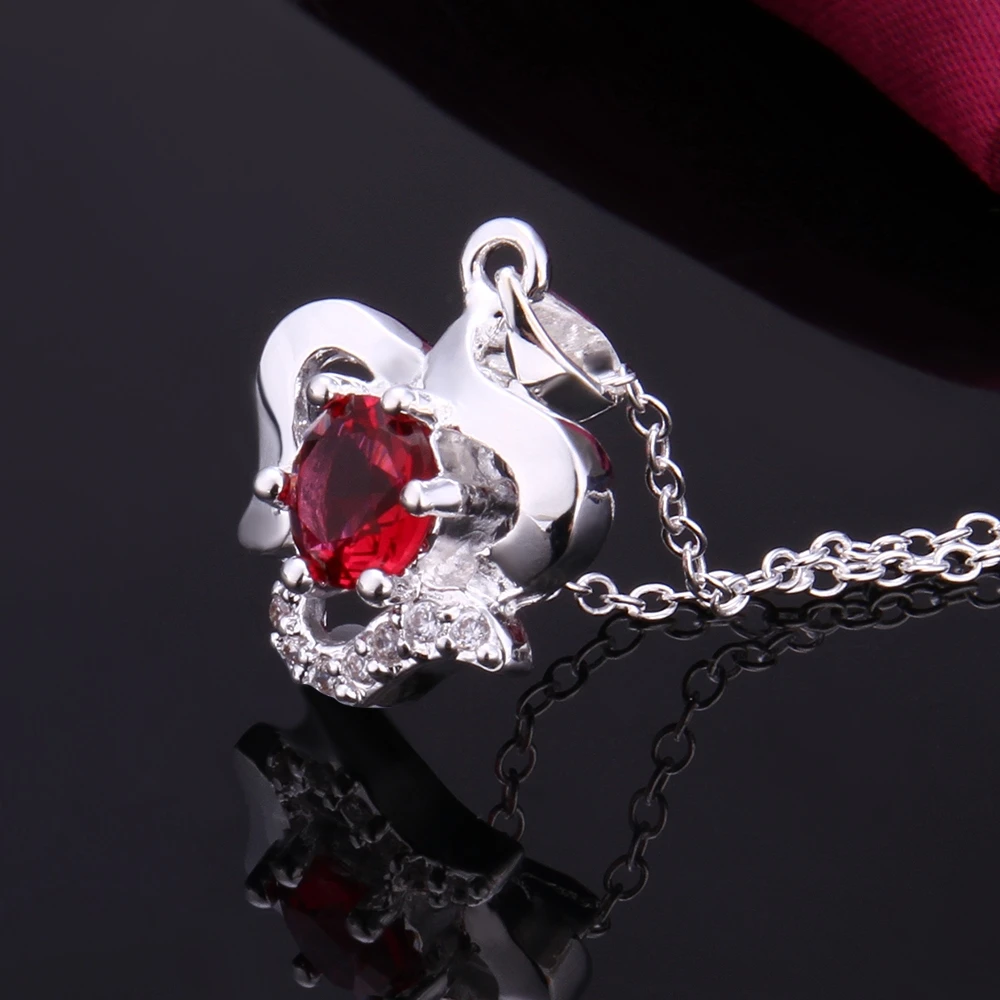 Ювелирные изделия из стерлингового серебра 925 пробы большая красная Подвеска