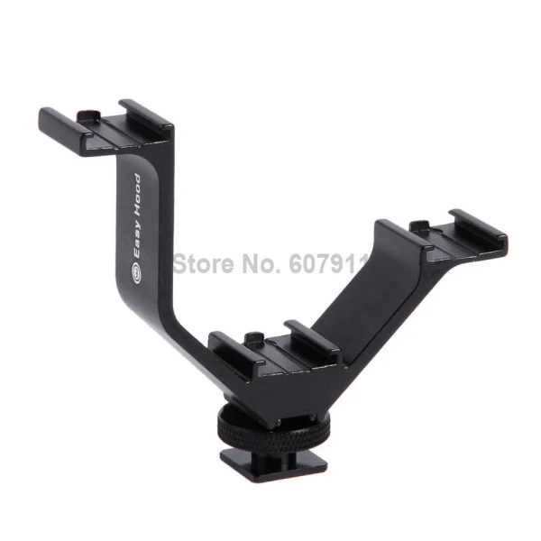 

16.4CM Triple Shoe V-Bracket V-Shape Wide 3 Hot Cold Shoe Bracket for Flash Speedlite Micophone Led Light 80D 77D 800D 70D 5D4