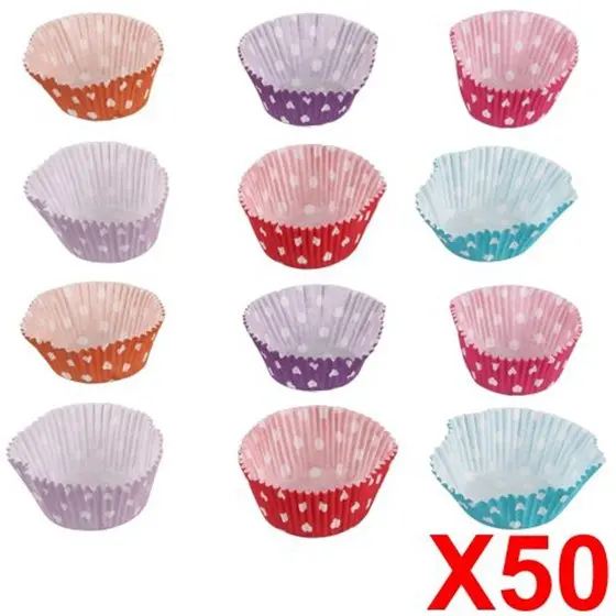 50 X Spotty Dots Muffin Cupcake Paper Cases Liners Cups | Инструменты