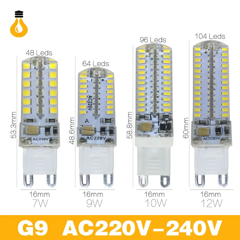 1 шт./лот G9 Светодиодные лампы AC220V 240 В SMD 2835 3014 4014 7 Вт 8 9 12 светодиодные заменить
