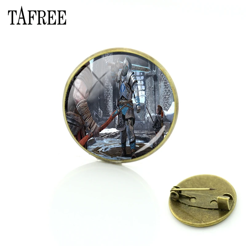 Броши TAFREE God of War булавки модная новинка античный бронзовый покрытый стеклянный
