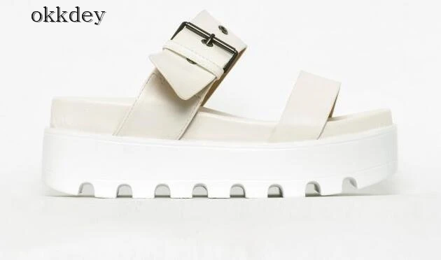 Новинка сезон лето Лидер продаж однотонные женские шлепанцы на толстой подошве с