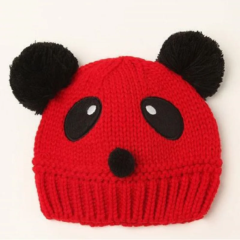 Panda Knitted Baby Girls Hats for Bebes Wool Newborn Cap Kids winter hat Boys Beanie Child Bucket Hat Bonet Knitting | Детская одежда и