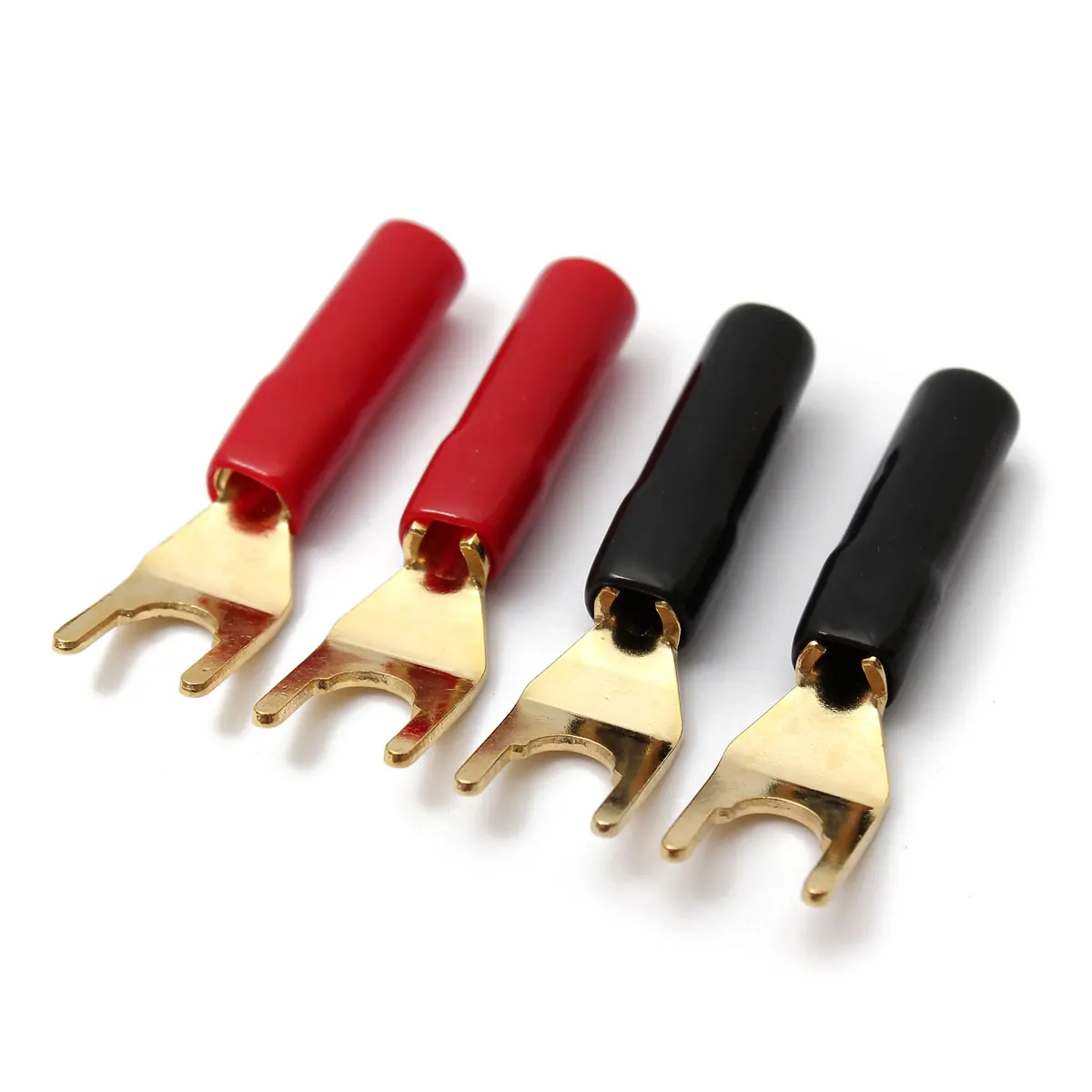 4Pcs/Set Gold Plated Tuning Fork Banana Plug Y style Spade Solderless Speaker Cable Power Terminals Connectors|Соединители| |