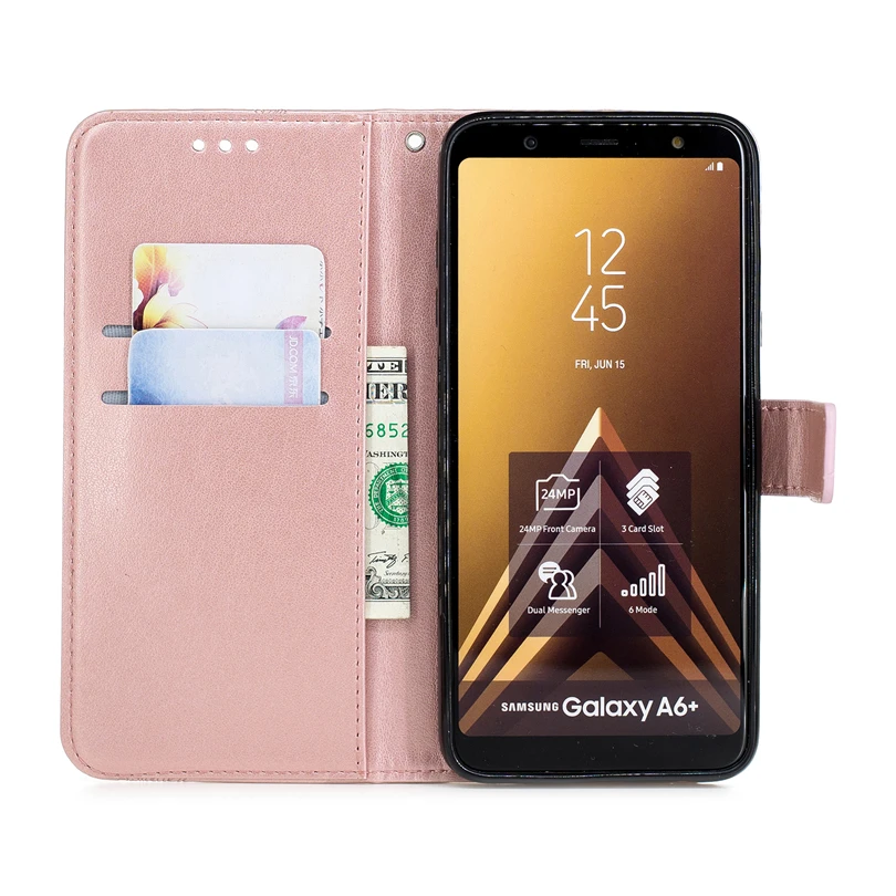 Кожаный чехол кошелек с узором для Samsung S10E S10 Plus A6 A7 A8 2018 J4 J6 Магнитный подставка