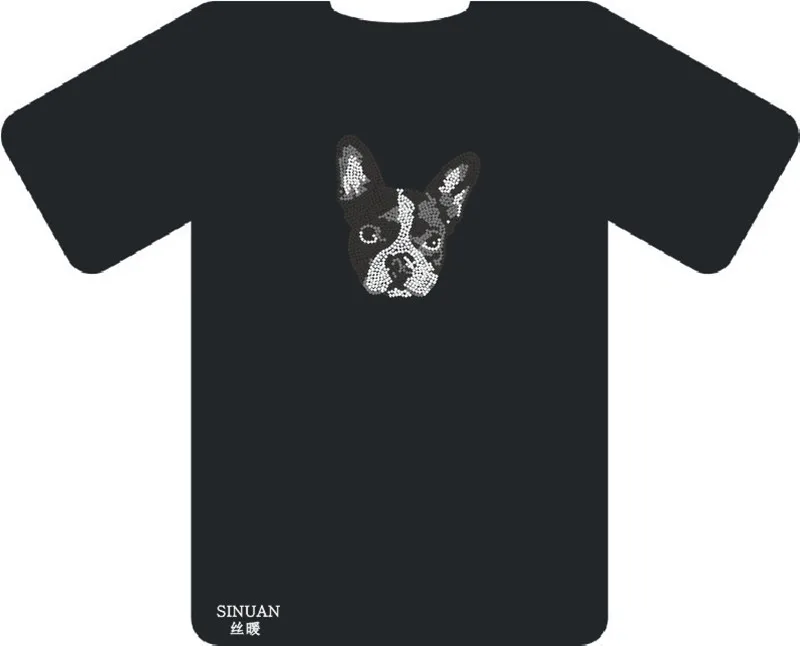 Термонаклейки с надписью Стразы собаки дизайнерская футболка плоской задней