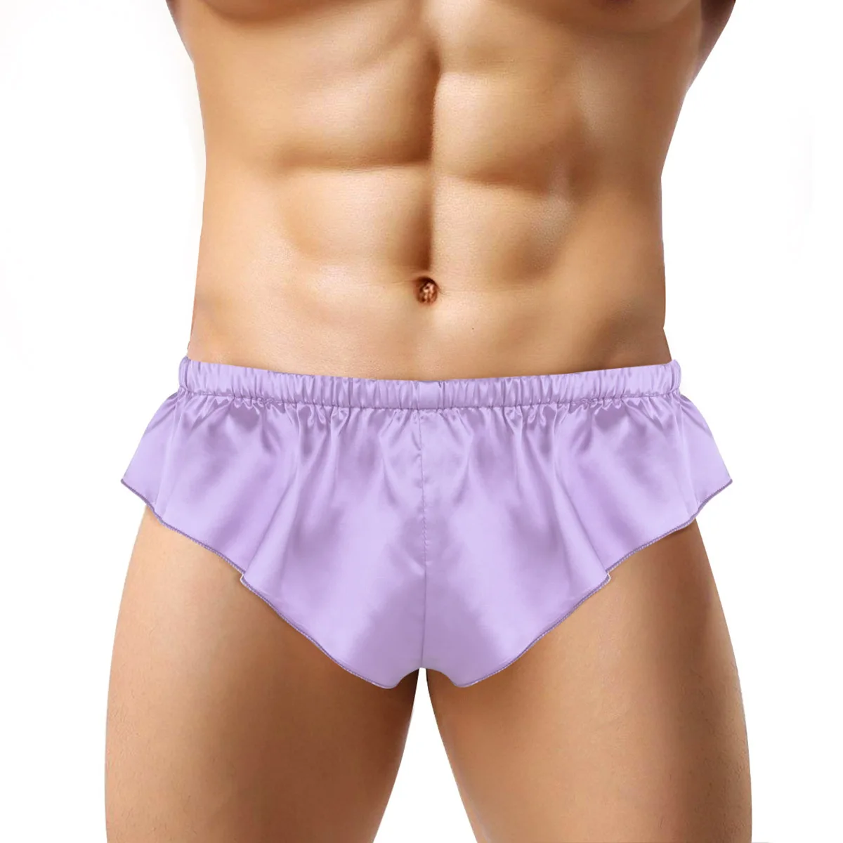 

iEFiEL Gay Mens Male Sissy Thongs Panties Lingerie Shiny Soft Satin High Cut Solid Color Bikini Thong Briefs Underwear Panties