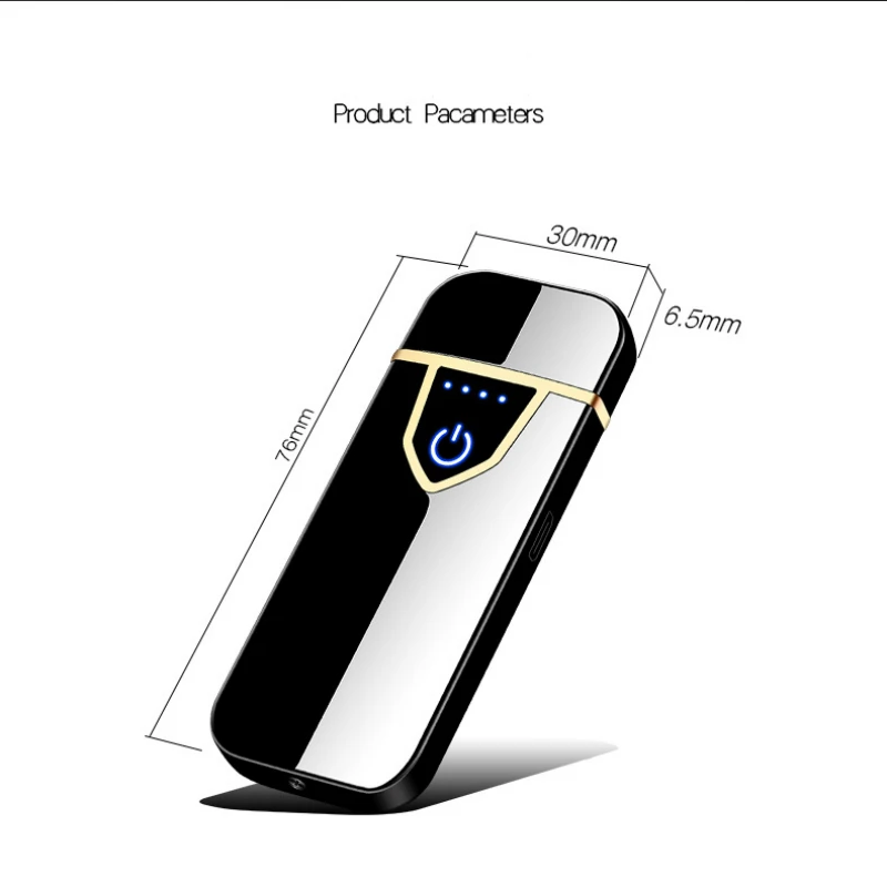Новое поступление, сенсорный экран с USB зажигалкой, двухсторонние аккумуляторные зажигалки, металлическая электрическая зажигалка для сигарет, ветрозащитные мини-мужские подарки