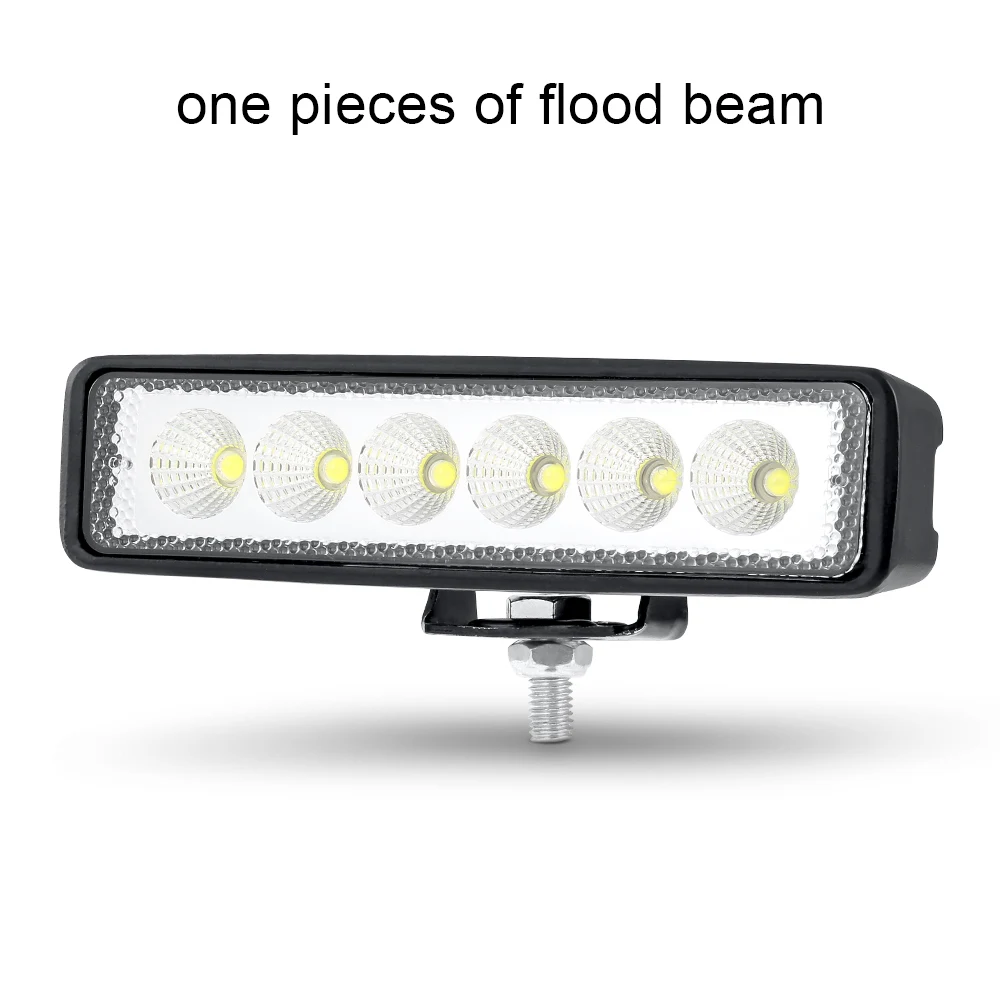 1pc flood beam 1/2 шт. 6 дюймов 18 Вт светодиодный рабочий светильник луч Точечный светильник грузовик светильник для Jeep мотоциклы Offroad 4x4 ATV фары дневного светильник - Цвет: 1pc flood beam