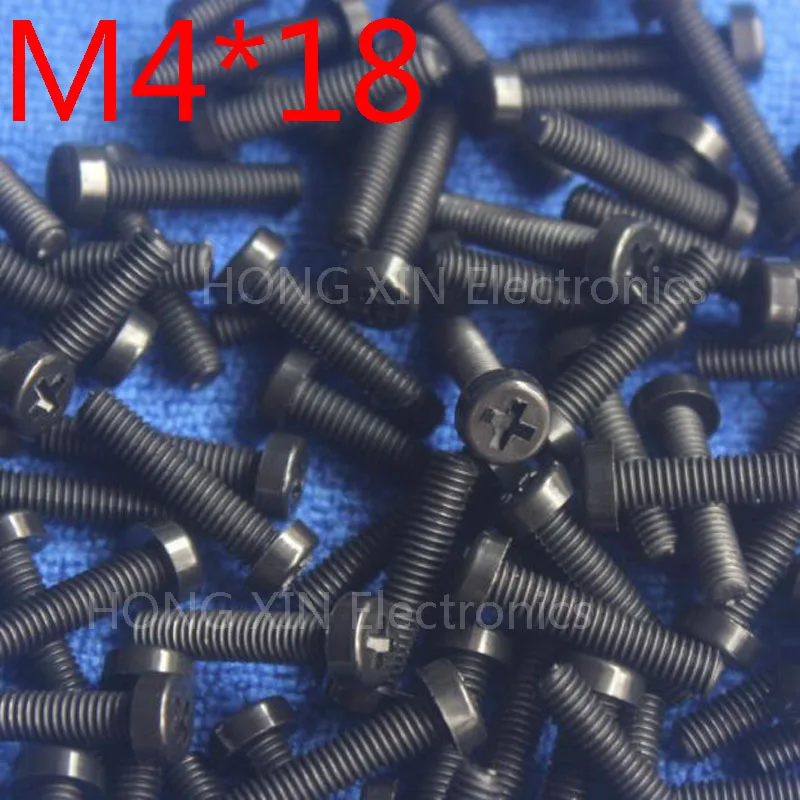 M4 * 18 черный мм 1 шт. круглый нейлоновый винт пластиковые болты совершенно новые RoHS