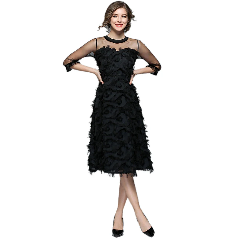 Женское винтажное вечернее платье элегантное Сетчатое с круглым вырезом и