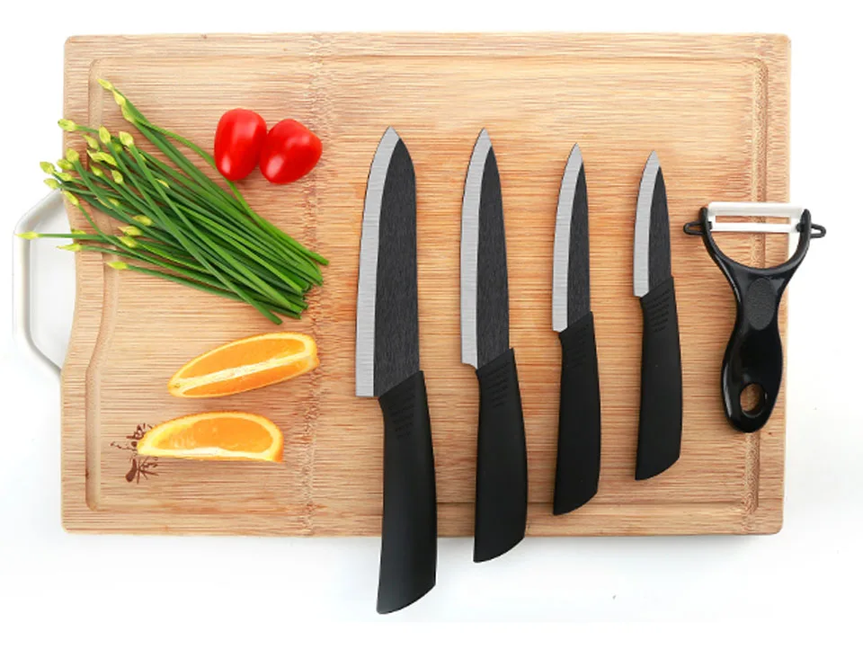 

Top quality Gifts Zirconia black blade black handle 3" 4" 5" 6" inch + Peeler + covers ceramic knife set kitchen knives