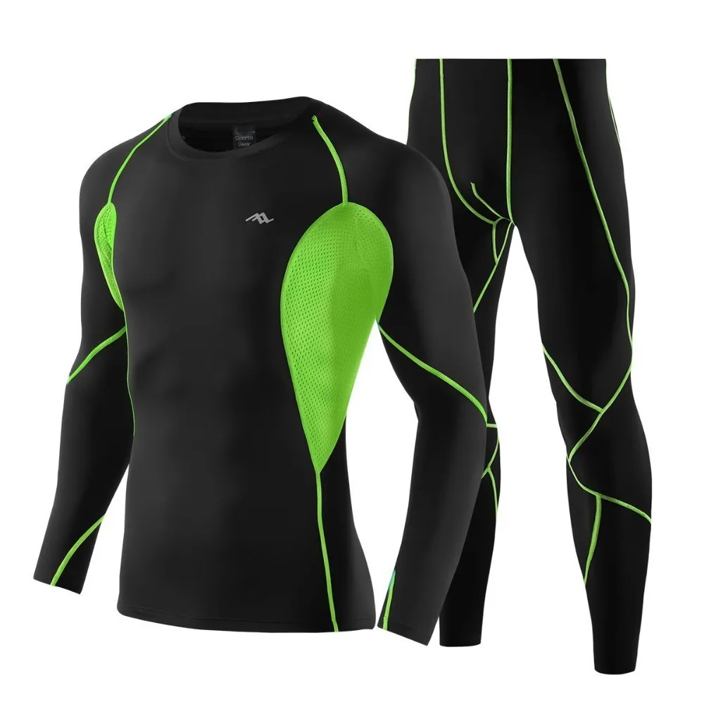 Men sportswear-GRE Мужской комплект для бега, эластичная дышащая одежда для тренировок, черный, синий, серый цвет, спортивный костюм для бега, спортзала, тренировок, фитнеса, бега, спортивная одежда для мужчин - Цвет: Men sportswear-GRE