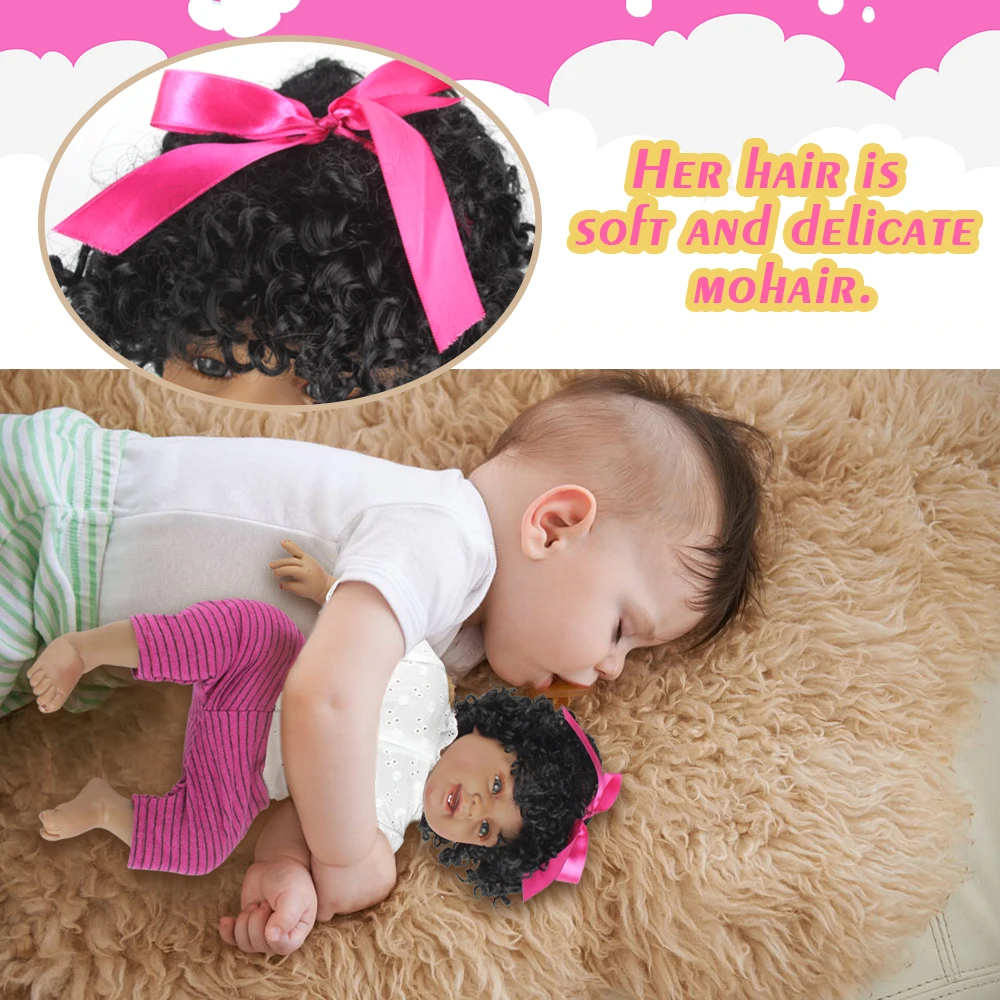 Кукла NPK 55 см черная мягкая силиконовая для всего тела|doll soft|reborn baby dolls newbornreborn doll |