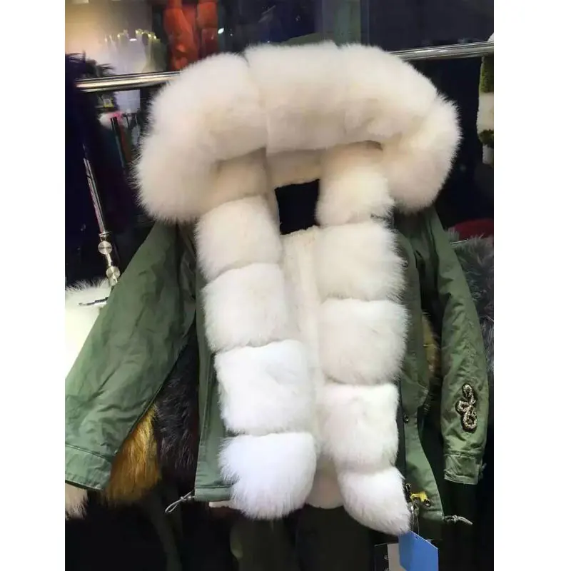 

New Arrival design short style Snake beading fox fur hood with Faux fur winter coat