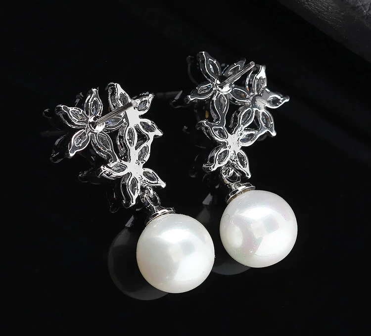 Женские Висячие серьги с цветком и жемчугом висячие от известного китайского