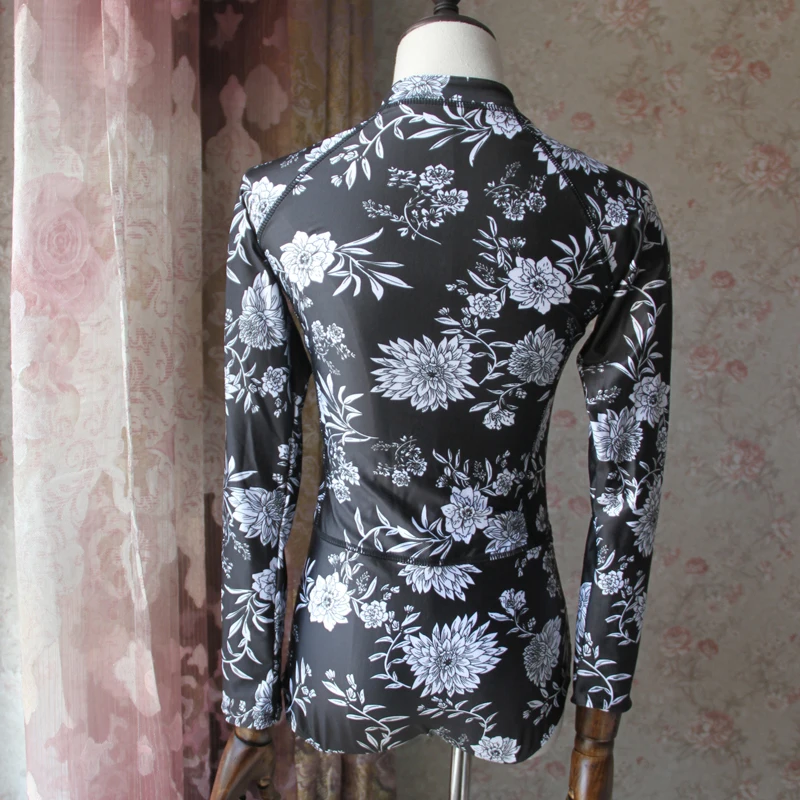 Купальник с длинным рукавом на молнии принтом купальный костюм для женщин