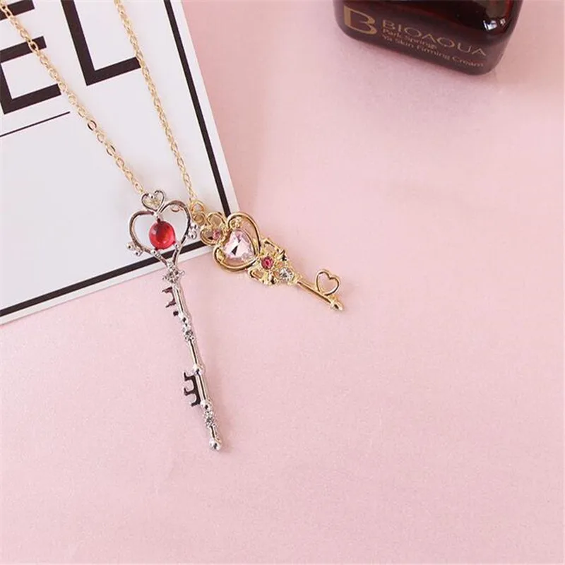 Аниме Сейлор Мун влюбленная палочка Кристалл Косплей ключ кулон ожерелье