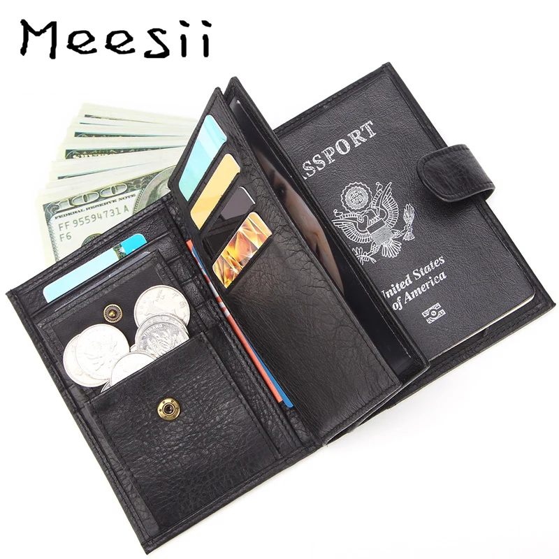 Мужские Короткие Бумажники Meesii из натуральной кожи с застежкой и отделением для