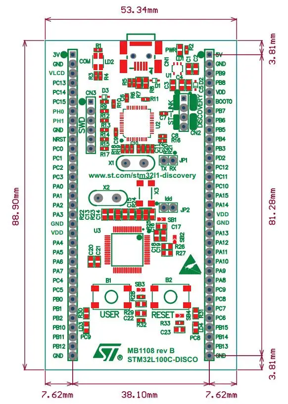 ST оригинальный STM32L100C-DISCO 32L100CDISCOVERY комплект обнаружения с STM32L100RC MCU встроенный