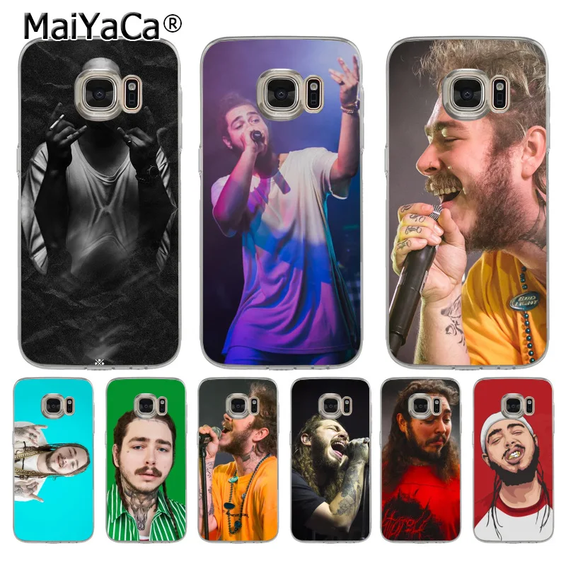 Мягкий прозрачный чехол MaiYaCa Post Malone из ТПУ для samsung galaxy s9 plus s7 edge s6 s5 s8 | Мобильные
