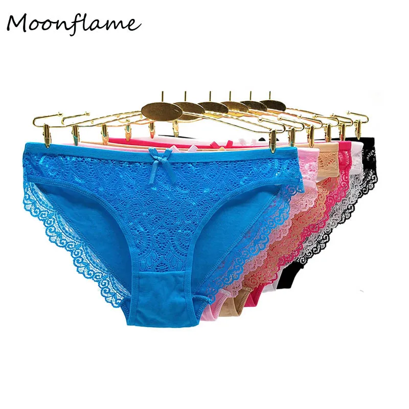 Женские кружевные прозрачные трусики Moonflame хлопковые 5 шт./лот Размеры M L XL