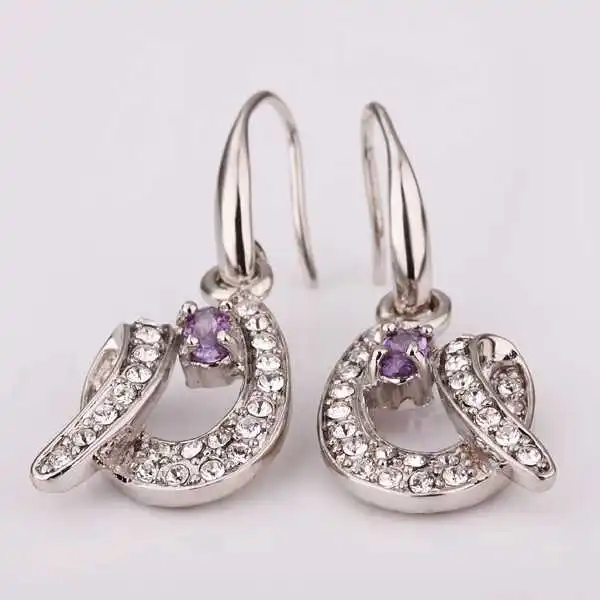 Free shipping 18K GP gold plated jewelry earring nickel free tin alloy rhinestone crystal platinum drop earrings SMTPE100 | Украшения и