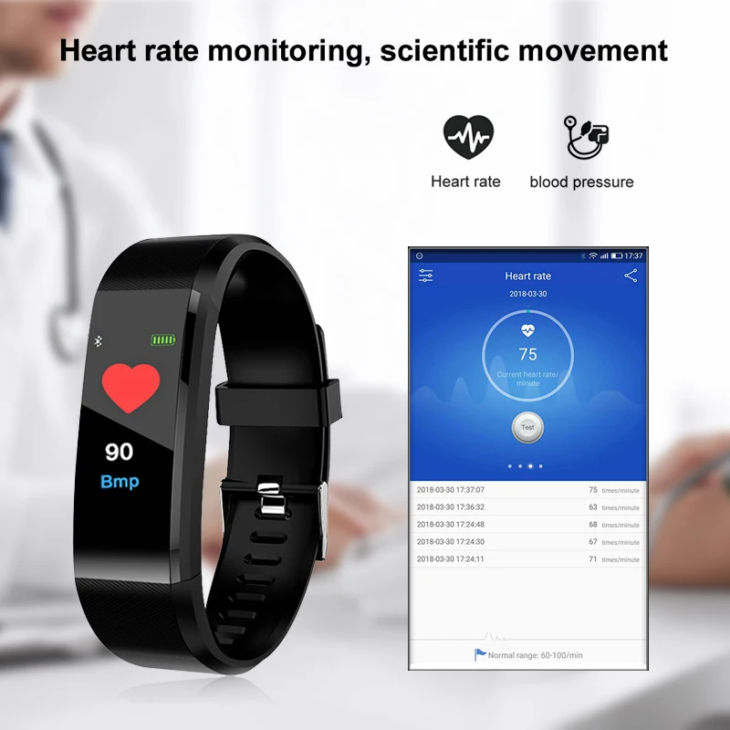 (С коробкой) ID115HR Plus Смарт часы мужские и женские водонепроницаемые спортивные