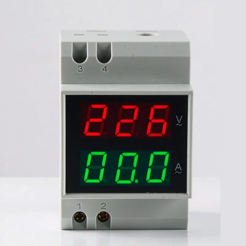 Din-рейка двойной дисплей красный зеленый AC80-300V 200-450 в AC0.1-99.9A Цифровой вольтметр переменного тока переменное Напряжение измеритель тока