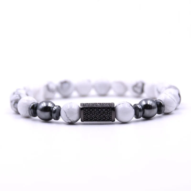 KANGKANG 2019 Retro popular 5 color 8mm stone Bracelet Pave CZ black cuboid Bracelets for Men&ampWomen Classic Jewelry charm gift |