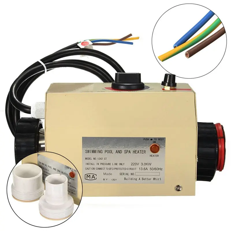 Водные виды спорта 3 кВт электрический бассейн и спа ванна Отопление термостат