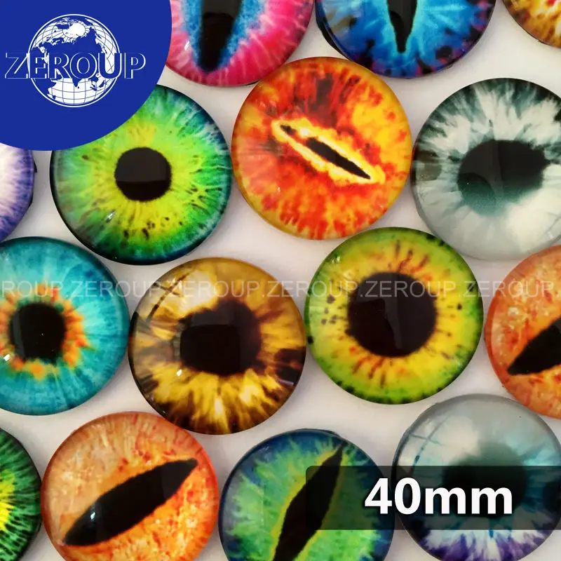 

5pcs/lot 40mm round glass dome cabochon eyes mixed pattern fit cameo base setting for jewelry embellishment flatback