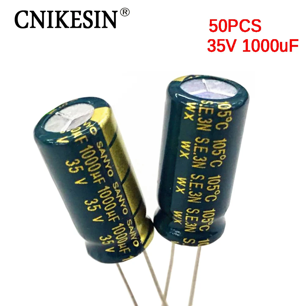 CNIKESIN 50 PCS 1000 мкФ 35 V 10X20 мм конденсатор с алюминиевой крышкой 35V1000UF высокая частота
