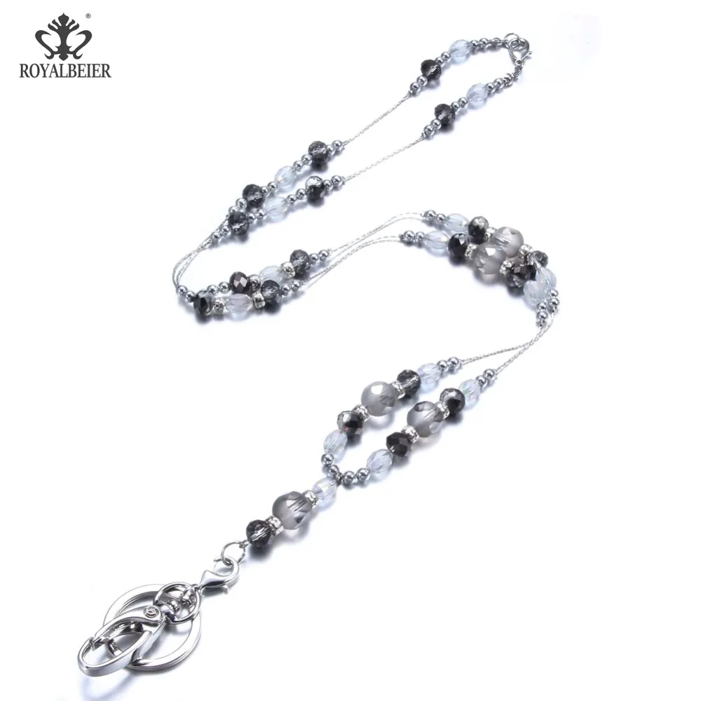 RoyalBeiery, искусственное ожерелье с кристаллами, u-диск, ID, Рабочая карта, цепочка для мобильного телефона, брелок, шнурок для телефона, ручная работа