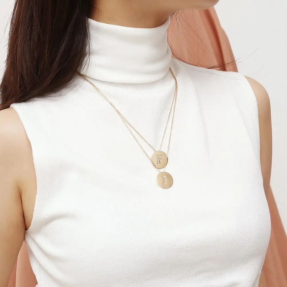 26 ожерелье с буквенными подвесками женское золотое круглый серебряного цвета