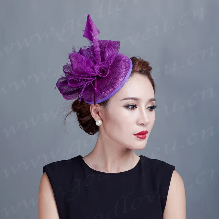 Шапка sinamay женская льняная с цветами головной убор ручной работы вечерняя