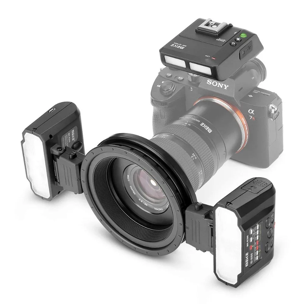 Meike MK-MT24 Macro Twin Lite Speedlite TTL светодиодная Макросъемка для Canon Nikon Sony A9 A7 III A7RIII MI камера