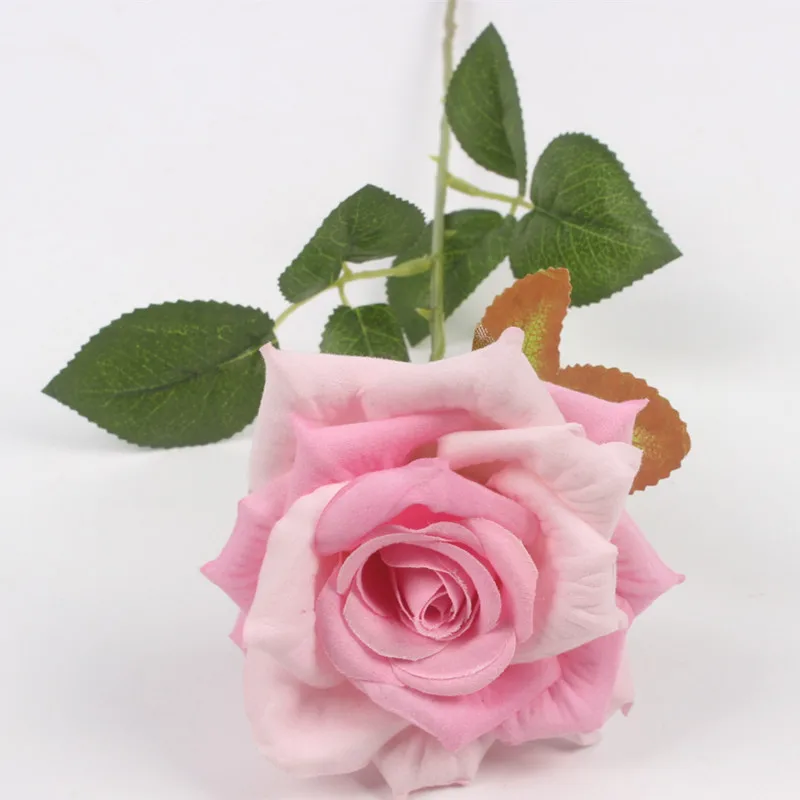 pink JAROWN искусственная одиночная Роза цветок поддельные Красочные Бархатные декоративные цветы на стол для свадьбы аксессуары для дома - Цвет: pink