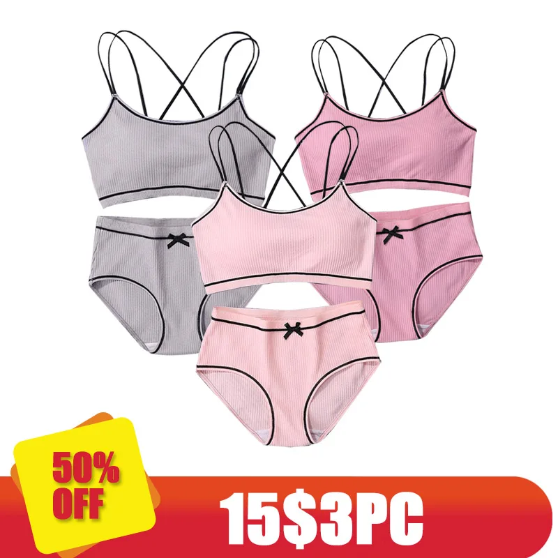 Image color Комплект из 3 предметов, женское нижнее белье, серое хлопковое нижнее белье, комплект из бюстгальтера и трусиков высшего качества, бюстгальтер пуш-ап, бюстгальтер, женское нижнее белье - Цвет: Image color