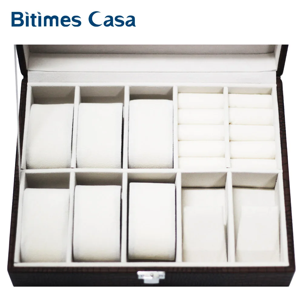 Коробка для часов 10 сетки PU кожа высокого качества часы Дисплей хранения и