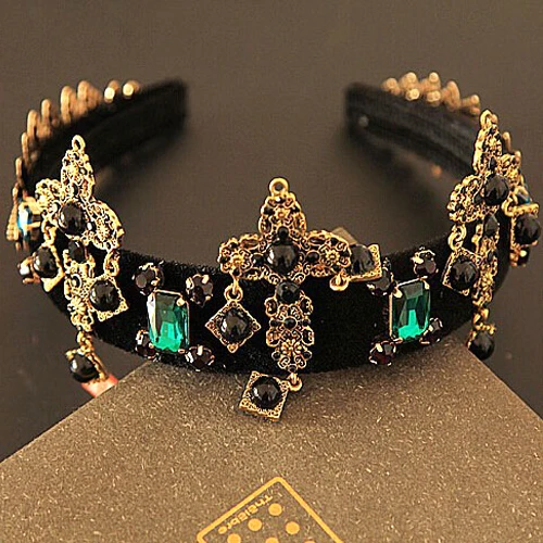 Роскошные брендовая Дизайнерская обувь jewelry свадебные аксессуары для волос барокко queen Корона Королевский обруч для женщин цветок gem Кристалл hairband