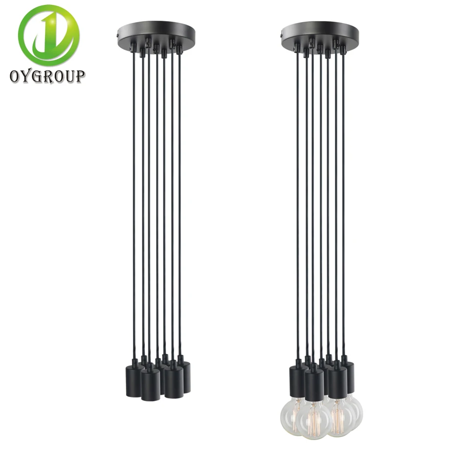 Потолочная железная черная лампа с 7 насадками подвесной светильник в стиле