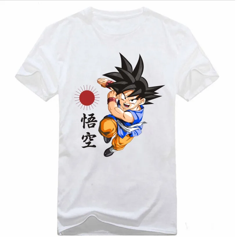2016 НОВЫЙ Гоку Печати Теэ Мужчин Мода Япония Аниме Dragon Ball Z футболка Супер Саян shirt