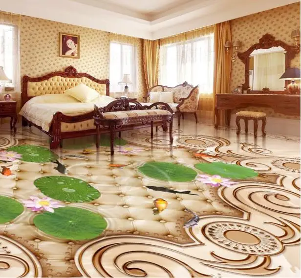 Европейские 3d фрески для пола нефритовые рельефные виниловые обои из ПВХ